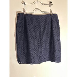 THE LIMITED Size 14 Navy Blue Lace Overlay Pencil Skirt Straight Womens